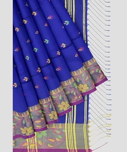 Image of Women's Traditional Handloom Zari Work Lata Border Cotton Silk Saree With Blous Piece