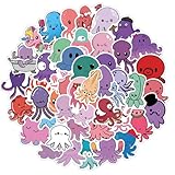 50pcs Octopus Stickers, Waterproof Wall Decals Kawaii Stickers Children and Adolescents for Water Bottle Laptop Scrapbook Notebook Computer Skateboard Bicycle Helmet Guitar Tablet Cup (Colourful-4)