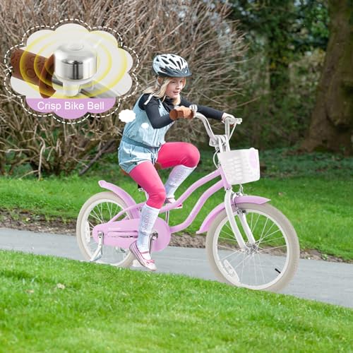 Image of BABY JOY Kids Bike, 12 14 16 18 20 Inch Boys Girls Bike w /Removable Basket | Kids Bicycle with Adjustable Seat & Handlebar, Handbrake & Coaster Brake, Training Wheels or Kickstand (Multi-Color Choices)