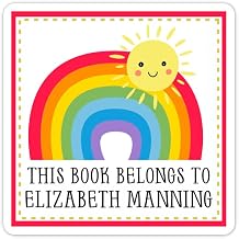 كتاب مخصص ينتمي إلى تسميات، قوس قزح والشمس المشرقة كتاب ينتمي إلى ملصقات، مخصص Bookplates 2 بوصة مربع، 40 عدد