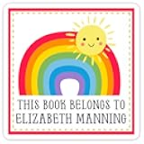 Custom Book Belongs To Labels, Rainbow and Sunshine Book Belongs To Stickers, Custom Bookplates (2 inch square, 40 count)