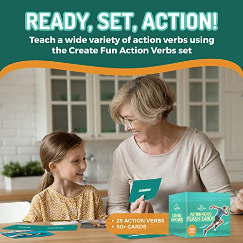 Action Verbs Flash Cards - 200-Piece Educational Flash Cards For Speech Therapy And Home Schooling - Thick And Durable Vocabulary Builder Flash Cards For Kids And Adults #TOP1