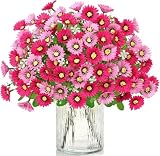 ASTNIC Ramo de flores silvestres artificiales de seda sintética, 4 paquetes de 6 colores, resistentes a los rayos UV, para exteriores, interiores, arbustos, plantas, flores falsas para colgar jardín