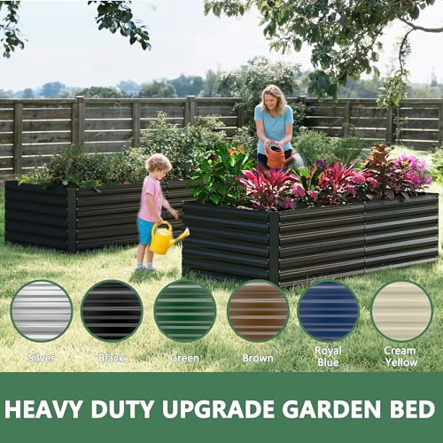 FOOWIN 2pcs 6x3x3ft Galvanized Raised Garden Bed, Planter Raised Garden Boxes Outdoor, Large Metal Raised Beds for Gardening, Garden Bed for Vegetables, Flowers, Herb, Black - Image 4