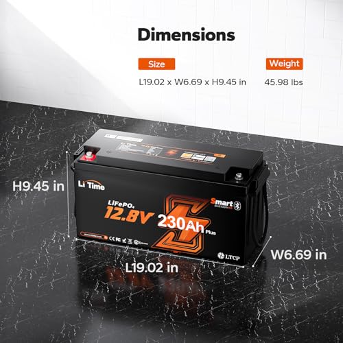 Image of Litime 12V 230Ah LiFePO4 Lithium Battery for RV, Travel Trailer, Solar