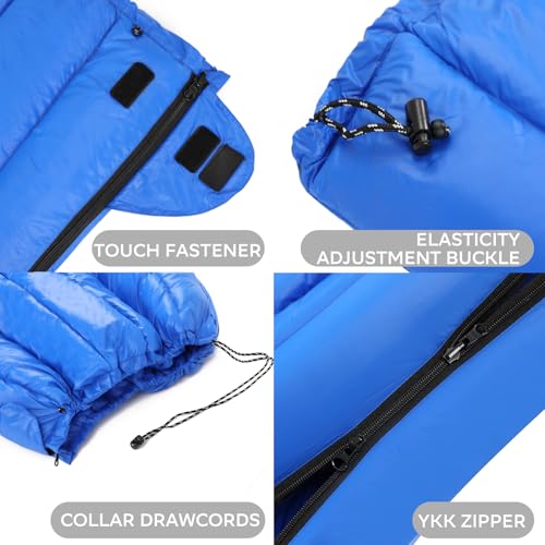 Clostnature Bolso de Dormir Ultraligero para Mochileros con Relleno de Plumas - 20D Invierno Ligero para Camping, Compacto para Niños y Adultos miniatura 3