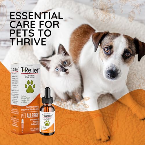 T-Relief Pet Allergy Support Drops for Dogs & Cats Itchy Relief Supports Healthy Skin & Coat Natural Medicine Helps Soothe Hot Spot Itching Paws Licking Runny Nose Sneezing Watery Eyes - 1.69 Fl oz - Thumbnail 7