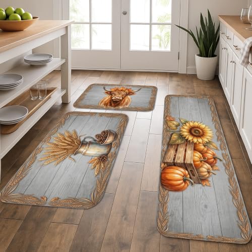Tapis de cuisine en tissu doux de qualité supérieure motif blé d'automne rustique