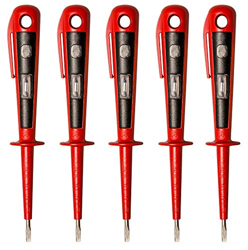 H + H Werkzeug 45400 5 x 45400 Europrüfer/Spannungsprüfer/Phasenprüfer bis 250V GS geprüft nach VDE 0680 Made in Germany rot/schwarz 150 mm