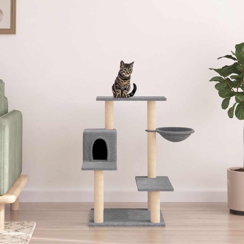 Rascador para Gatos con Postes de sisal Gris Claro 82,5 cm, CIADAZ Rascador Gato, Arbol Rascador para Gatos, Gatos Accesorios, Torre Gatos, Arranhador para Gatos, Casa para Gatos