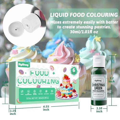 Image of 50ml Plant Based Natural Food Coloring - 1.69 Fl.Oz Bottles (6 Colors - 30ml)
