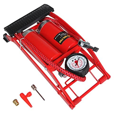 BOLTHO Foot Pump, Portable Double Cylinder Floor Bike Pump with Accurate Pressure Gauge & Smart Valves, 100PSI Air Pump for Bicycles, Motorcycles, Cars, Balls and Other Inflatables Cover