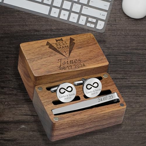 Mancuernillas y pasador de corbata personalizados para hombre miniatura 3