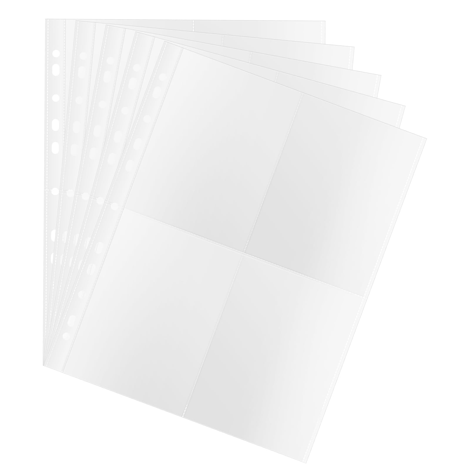 SINJEUN 150 Fundas Transparentes para Tarjetas Postales A4, 4 Compartimentos 10.5x15.3cm, para Álbum de Fotos y Carpetas de Anillas 2/3/4/7/11