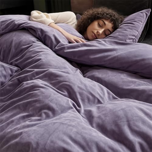 Lanqinglv Flanell Fleece Bettwäsche 135x200 cm Violett Plüsch Flauschig...