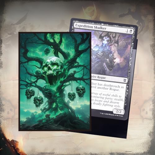 Image of Kabinka MTG Card Sleeves - 100 Standard Size Pack Clear Front & Matte Finish Back with Skull Tree, Premium Sleeves for Magic The Gathering TCG