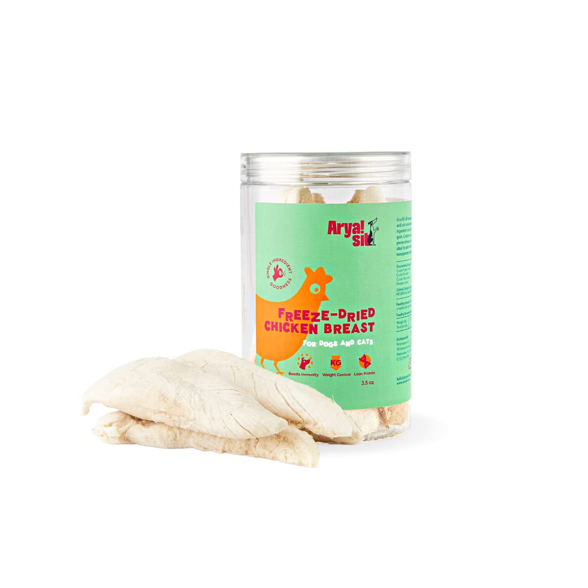 Arya Sit! - Freeze-Dried Single Ingredient Treats (Chicken Breast) for Dogs and Cats - Lean Protein · Grain‑Free & Low‑Calorie · Great for Sensitive