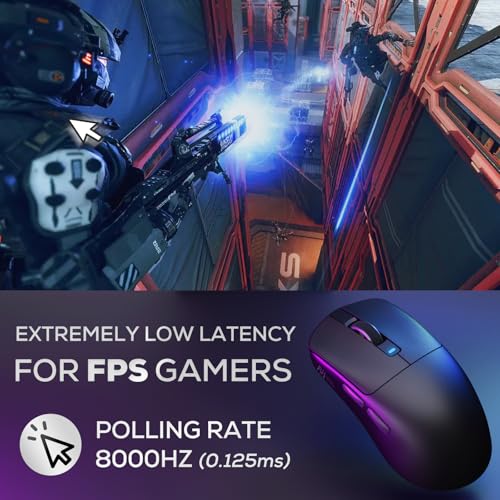 RK ROYAL KLUDGE RK M3 Wireless Gaming Mouse, 47g Ultra Lightweight Computer Mouse with 42000 DPI Optical Sensor, Bluetooth/2.4G/USB C Wired PC Game Mice with 5 Programmable Buttons, 8K Polling, Black - Image 5