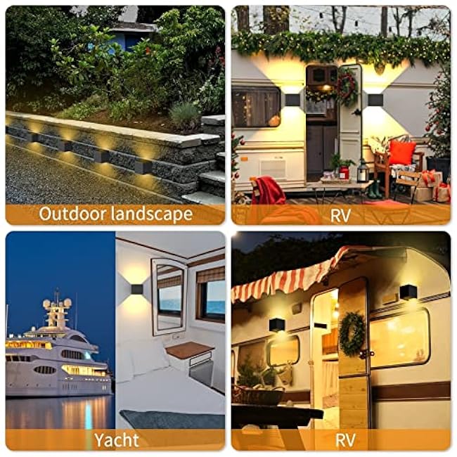 12V LED RV Wall Light-with On & Off Switch,Low Voltage LED Deck Lights,IP65 Waterproof Wall Sconce,Wall Mount Adjustable Beam Angle Design,6W for RV,Boat,Patio,Backyard,Porch lamp (warm light)