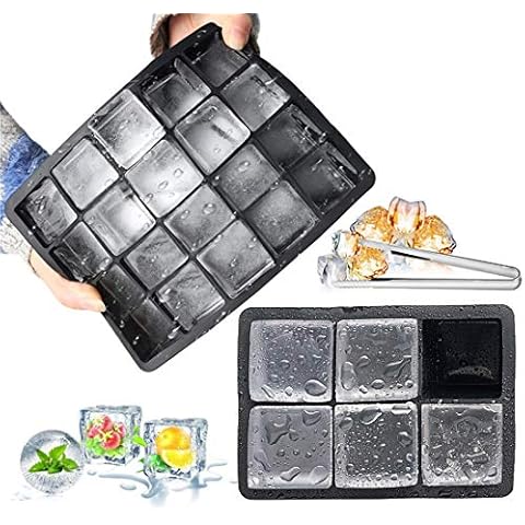 Eiswürfelform Silikon, 2 Stück Eiswürfelbehälter mit Edelstahl Clip Cover