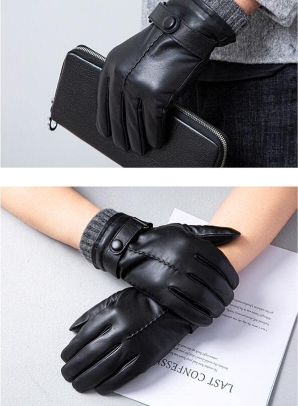 Guantes térmicos para Invierno Guantes de Cuero for Hombre Pantalla táctil Forro Polar Piel Oveja Invierno Negro Varios tamaños