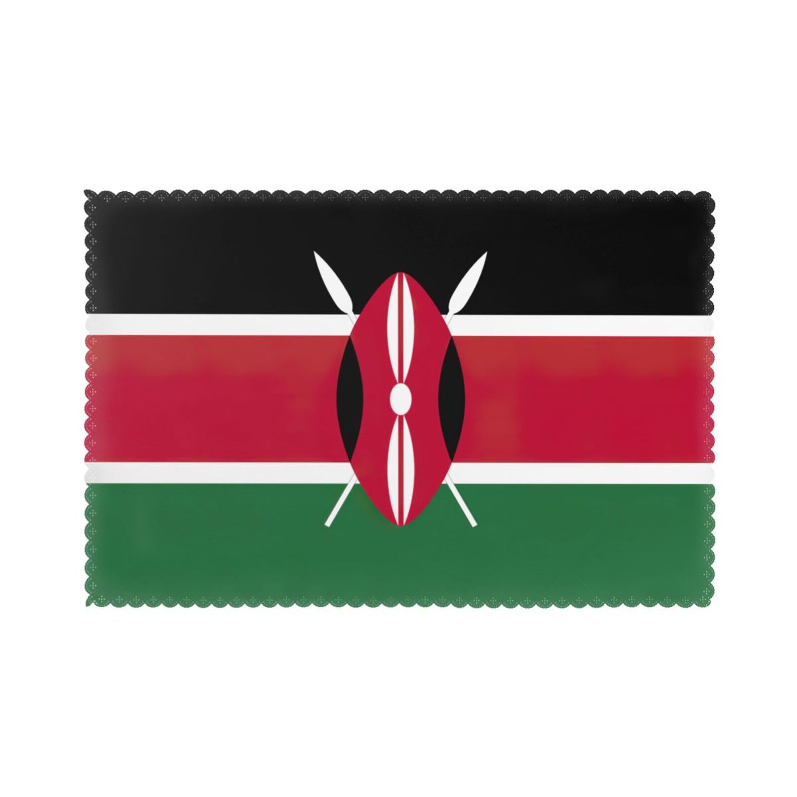 Flag of Kenya Print Placemats for Dining Table Set of 6 12x18 Inch Table Mats for Party Kitchen Dining.