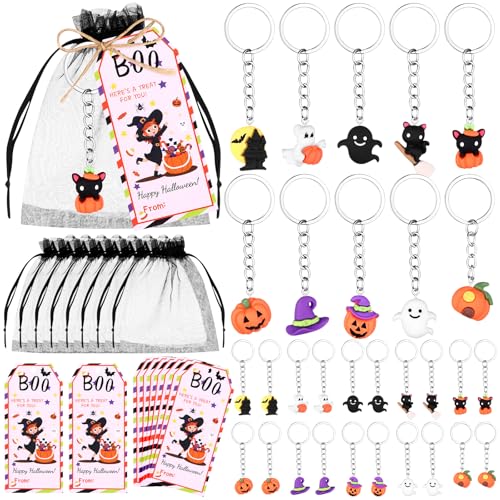 90 Pcs Halloween Keychain Gifts Set Include 30 Pumpkin Ghost