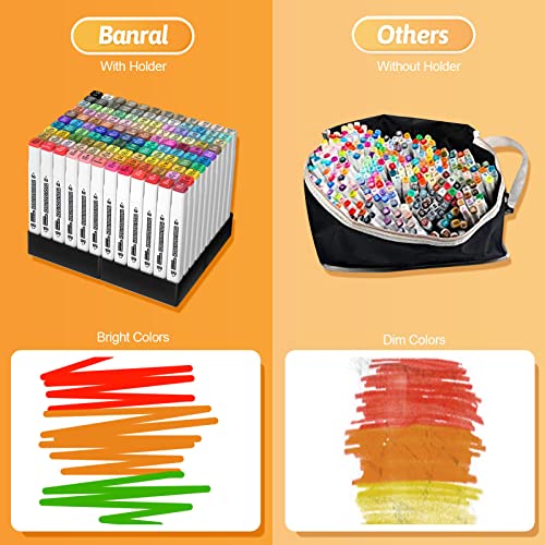 Banral 120 Colors Alcohol Markers, Dual Tip Alcohol Based Art Markers Set Pens For Artists Kids Adults, Permanent Drawing Markers For Adult Coloring Sketching Illustration With Case And Holders #TOP3