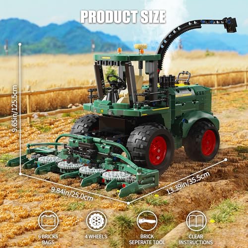TYCOLE Technic Tractor Building Block Set, Farm Truck & Harvester Building Toys with Moveable Grain Head, Stem Construction Vehicles Model, Christmas Birthday Gift for Adults Boys Age 8-12(1162Pcs) - Image 6