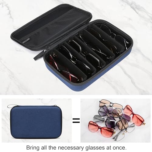 Image of Bukere Travel Sunglasses Organizer Case Adjustable Slot For Multiple Eyeglasses Hard-shell Portable Storage Box for Men Women