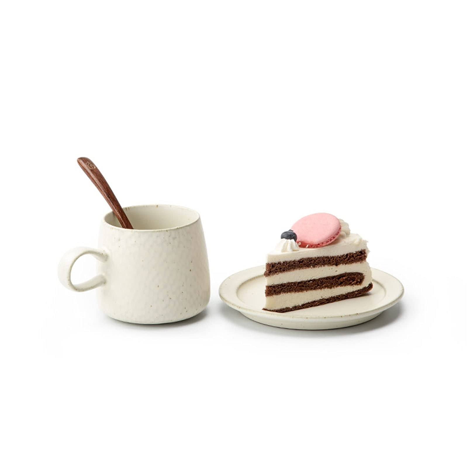 Taza de café Café, taza de té Tazas de espresso de porcelana con platillos a juego Taza de café de porcelana premium- 7.8 onzas, juego blanco de s (A)