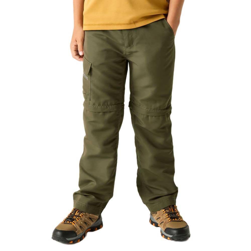 Regatta Green Kids Sorcer Iii Zip Off Trousers Convertible 2-1 Hiking Walking Pants