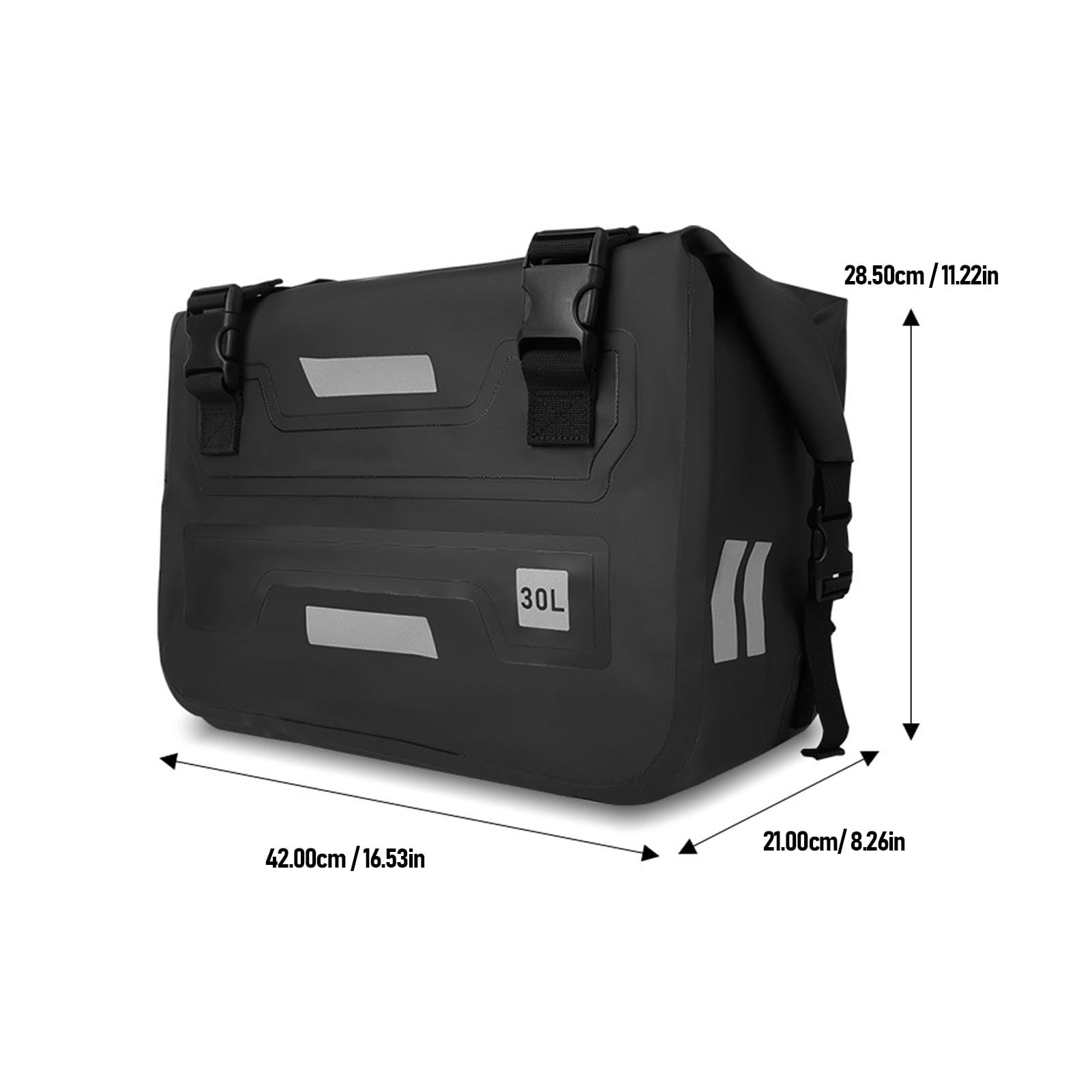 Tbest Sakwy Wodoodporne, Odpinane Boczne Torby Bagażowe 60L Duża pojemność do Przechowywania dla Rowerzystów Czarny PVC 42 X 21 28,5 Cm