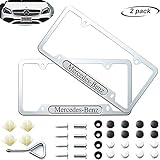 Tsisun License Plate Frame Premium Silver Aluminum Alloy License Plate Cover Applicable to Standard...