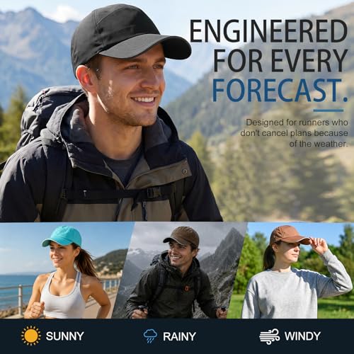 Image of Mens Waterproof Baseball Cap Womens Rain Hat Quick Dry Running Hat with Sweatband Outdoor Golf Breathable Sports Cap