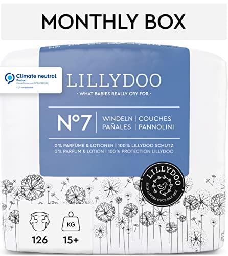 Pañales LILLYDOO, talla 7 (15+ kg), 126 pañales, PACK AHORRO