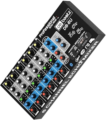 Image of da.beatz. 6-Channel Stereo Echo DJ Sound DJ Mixer with USB and Bluetooth for Parties, Stage Effects, Weddings, Diwali Giving Your Occasion an Impressive Output. (Black) (DB-6 USB)