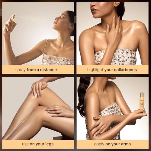 Image of Sotrue Glow Digger Body Glow Spray | Pearlescent Gold Shimmer Mist for Radiant Skin | Lightweight, Waterproof & Non-Greasy Body Highlighter | Hydrating Body Makeup for Women (Pack of 2)