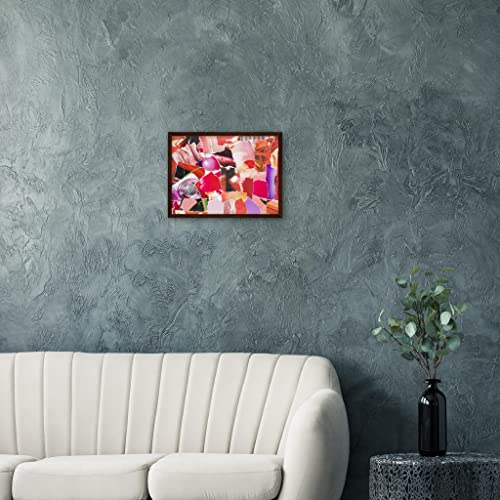 Cadre bois foncé avec décoration murale abstraite rouge 30 x 40 cm