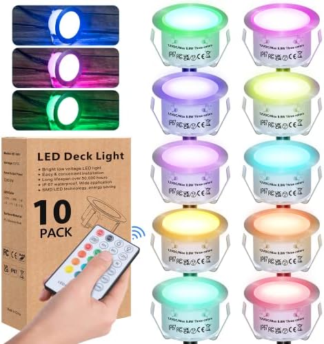 INDARUN RGB Led Decking Lights 0.5W Waterproof IP67 Ø30MM + WiFi ...