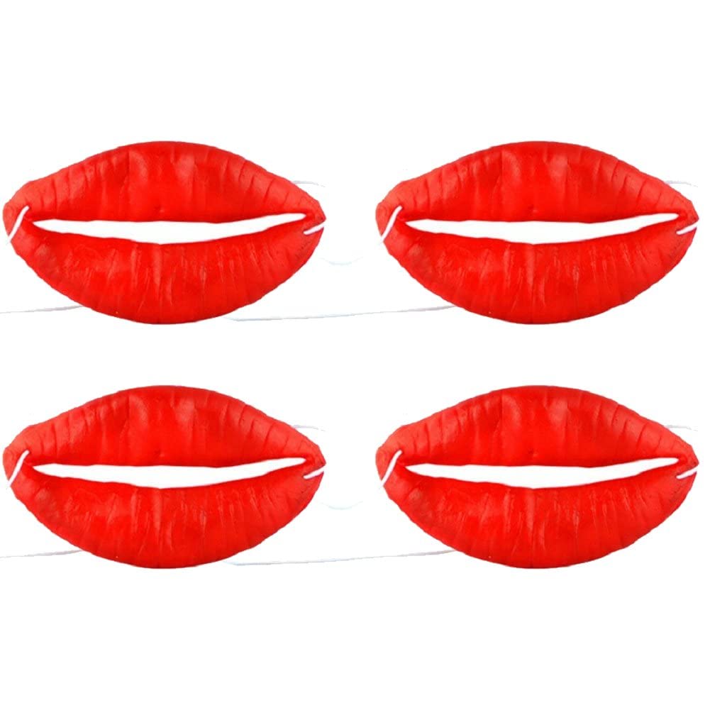 4pcs Sausage Mouth Decor Funny Red Lips Halloween Jokes Props for Masquerade Cosplay Party Supplies
