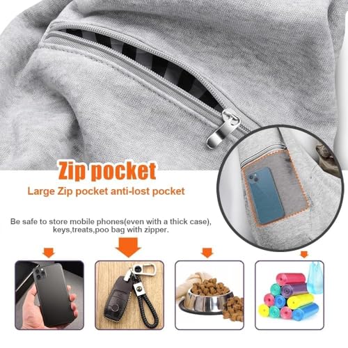 Tomkas Small Dog Sling Carrier - Zipper Pocket & Adjustable Strap - for 3-10 lbs Pets(Grey)