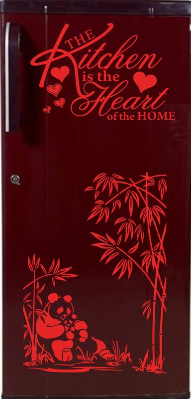 SK GraphicsRED Panda with Bamboo and Butterfly Fridge Wall Sticker (Multicolor PVC Vinyl)