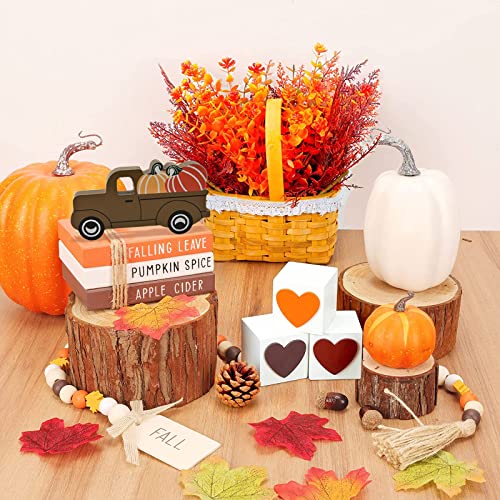 Thanksgiving-Tiered-Tray-Decor-Fall-Decorations-for-Home-3-Double-Sided-Faux-Book-Stack-3-Love-Wood-Block-1-Pumpkin-Truck-Farmhouse-Rustic-Wooden-Table-Sign-for-Autumn-Thanksgiving-Harvest Thanksgiving Tiered Tray Decor Fall Decorations for Home 3 Double Sided Faux Book Stack 3 Love Wood Block 1 Pumpkin Truck Farmhouse Rustic Wooden Table Sign for Autumn Thanksgiving Harvest