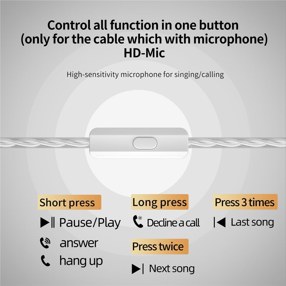 KZ D-FI Słuchawki douszne z 4-poziomowym monitorem, słuchawki z dźwiękiem stereo HiFi z przewodowym i redukcją szumów Bass Earbuds (bez mikro z przełącznikami)