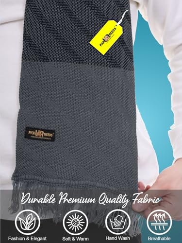 Image of Pick Ur Needs Premium Men's Warm And Stylish Woolen Muffler Angoora With Solid Color Plain Design And Stylish Tussles Ends Muffler For Men