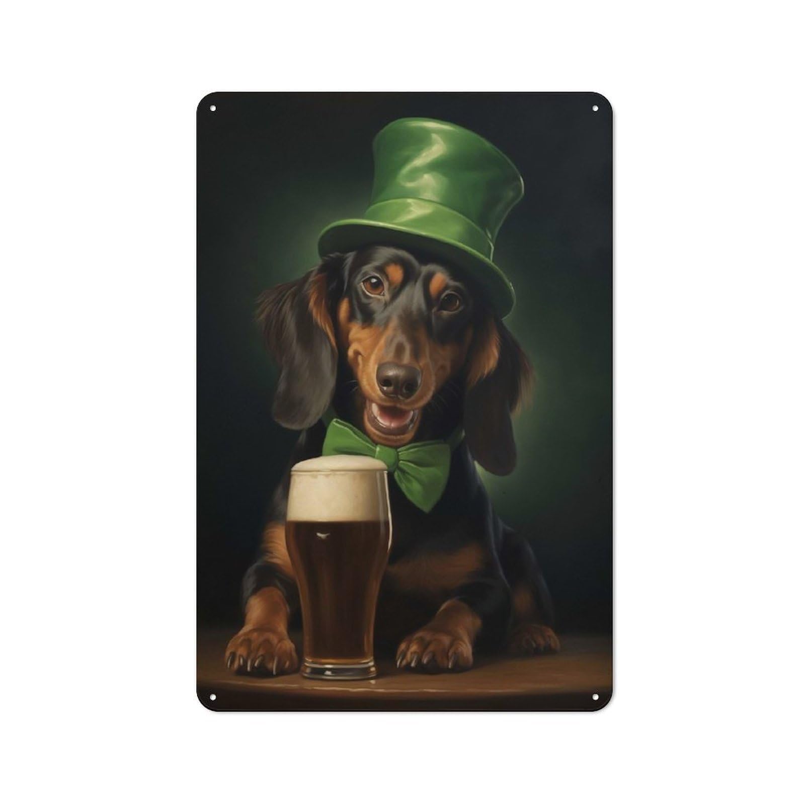 Dachshund Loves Brew Vintage Metal Wall Decor 30x20cm, Vintage Tin Sign for Bakery, Diner, Cafe Or Family Room