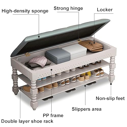 Banc à chaussures d'entrée de luxe en cuir PU vert et finitions soignées