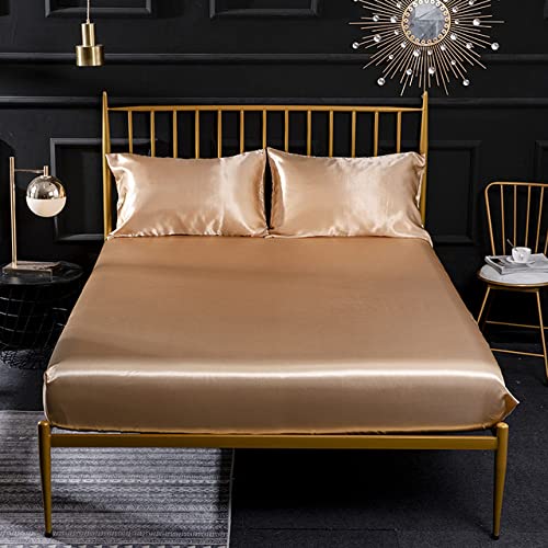 Protège-matelas Queen en satin argenté | Confort luxe pour lit double