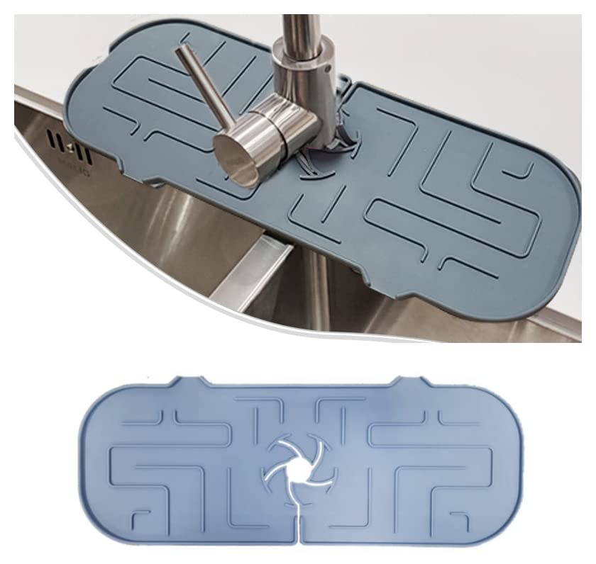 2 Stück Küchenspüle-Spritzschutz Aus Mikrofaser – Saugfähige Matte Für Wasserhahn, Theke & Waschbecken (schwarz & Grau)